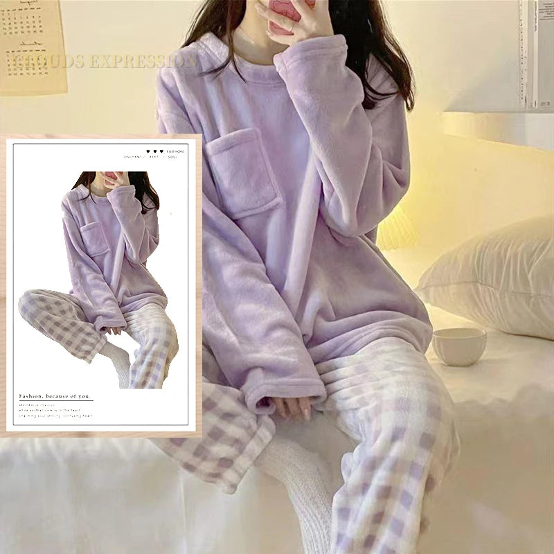 Conjuntos de pijamas de terciopelo con estampado de lunares