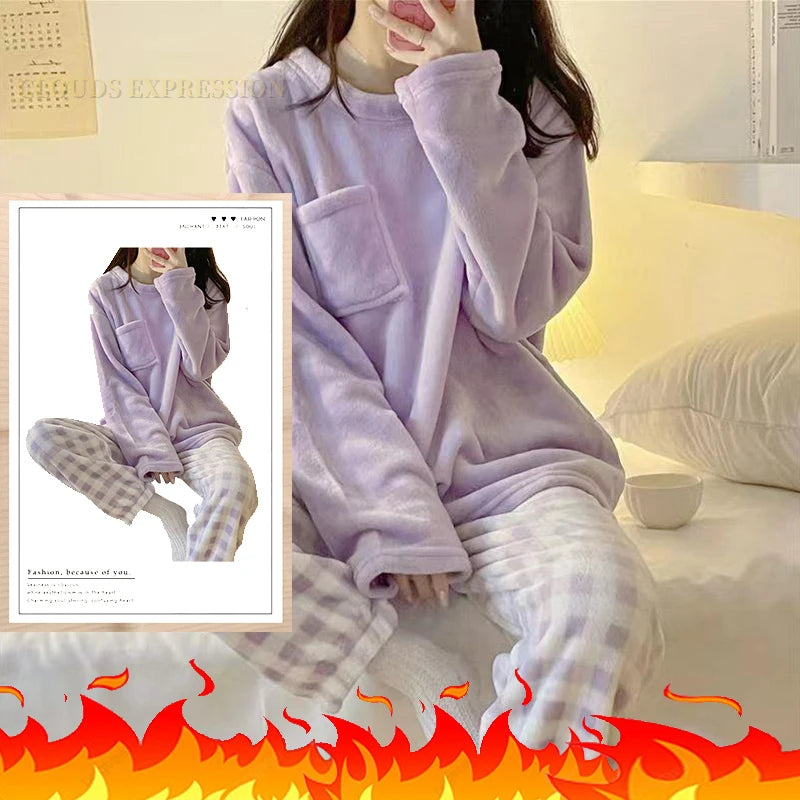 Conjuntos de pijamas de terciopelo con estampado de lunares