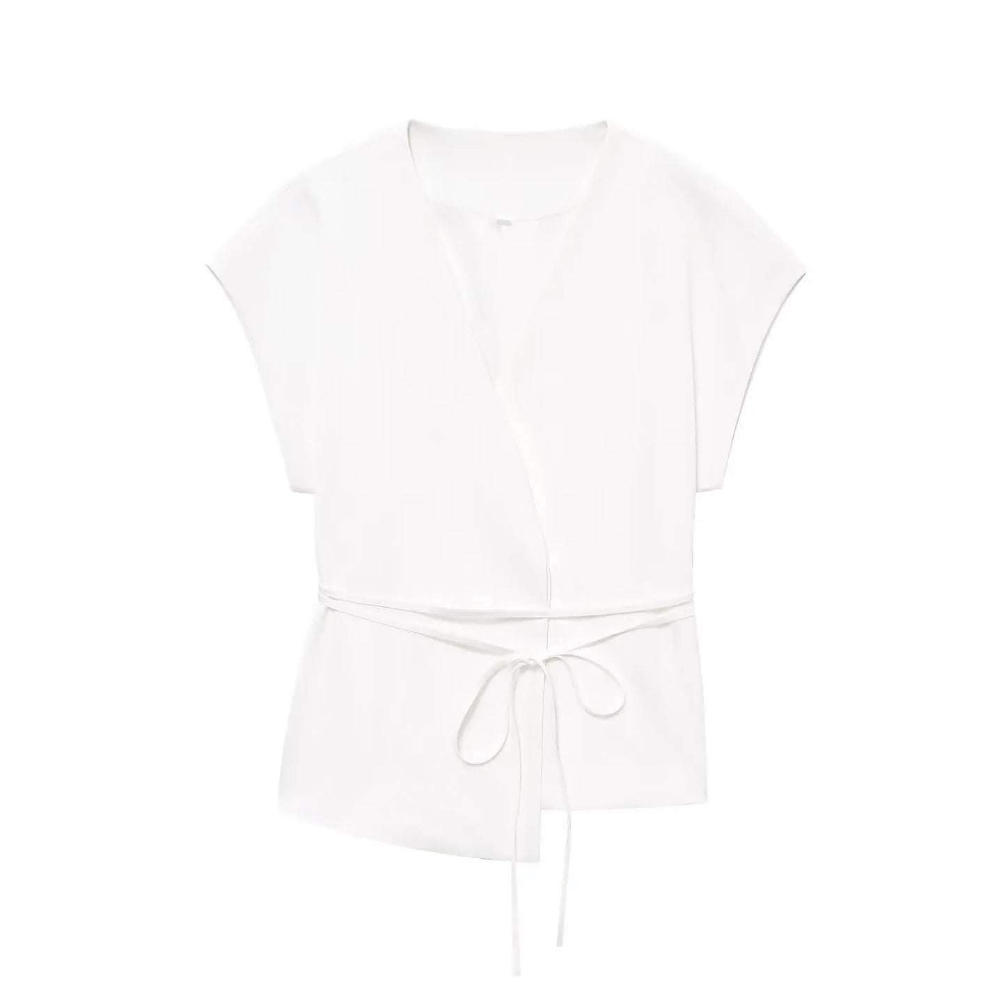 TFMLN Conjunto de pantalón de moda para mujer, sin mangas, cuello en V, top con cinturón, pantalones rectos