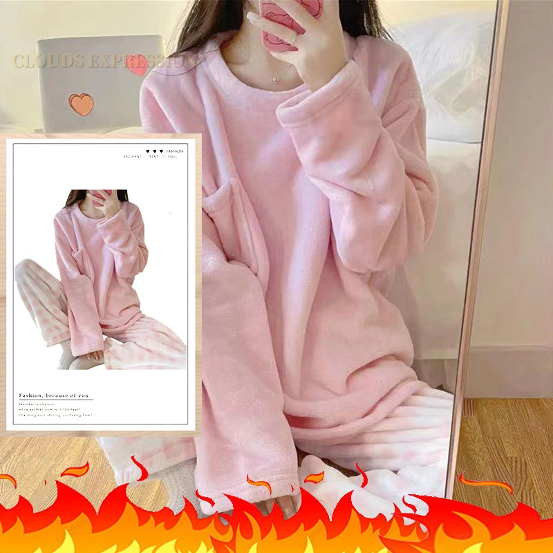 Conjuntos de pijamas de terciopelo con estampado de lunares