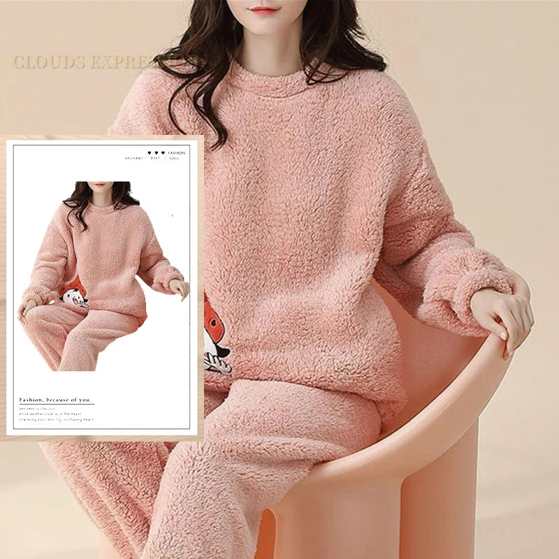 Conjuntos de pijamas de terciopelo con estampado de lunares