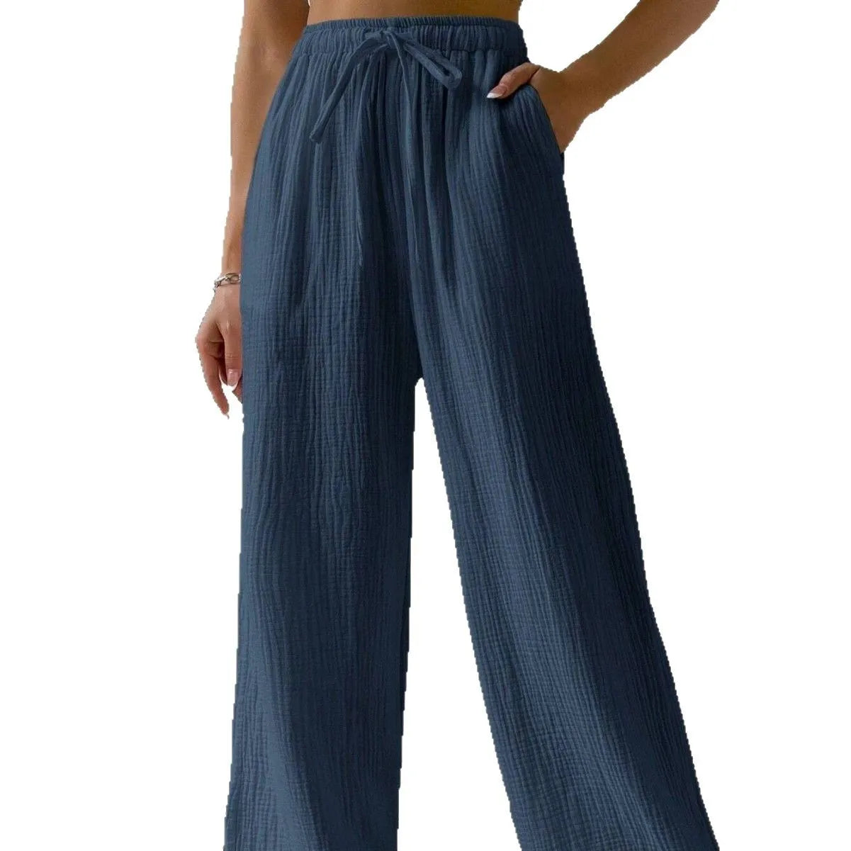 Pantalones anchos hasta el suelo para mujer, con cordón, holgados, estilo Y2K