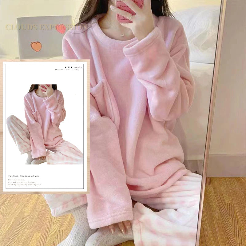 Conjuntos de pijamas de terciopelo con estampado de lunares