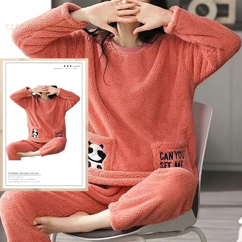 Conjuntos de pijamas de terciopelo con estampado de lunares