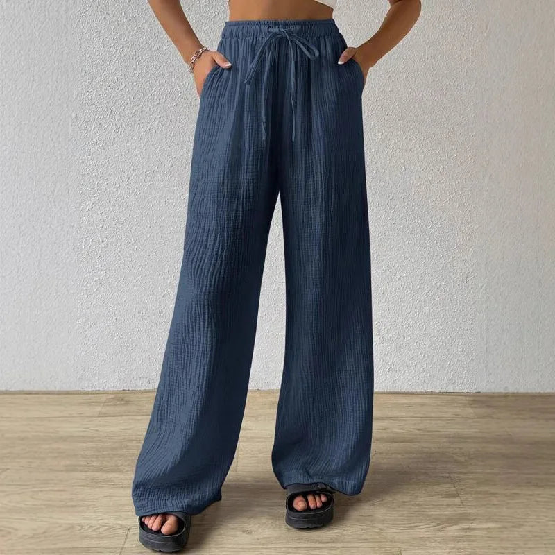 Pantalones anchos hasta el suelo para mujer, con cordón, holgados, estilo Y2K