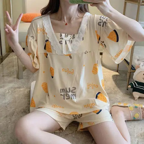 Conjuntos de pijama para mujer, estampado a cuadros, 2XL estilo coreano