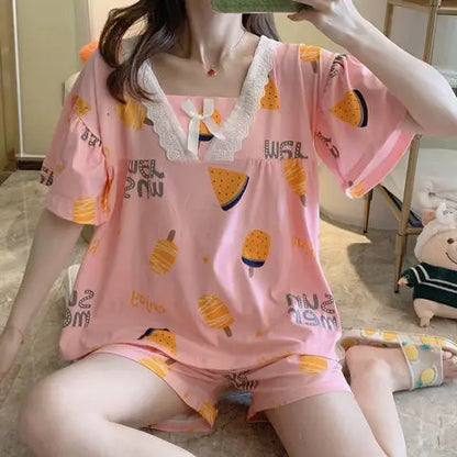 Conjuntos de pijama para mujer, estampado a cuadros, 2XL estilo coreano