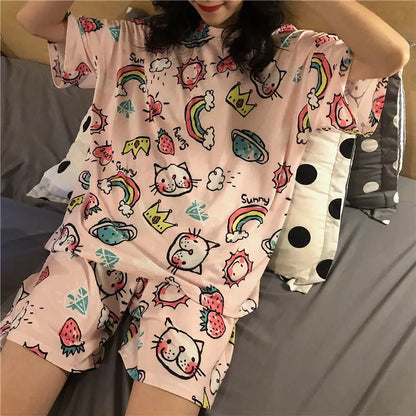 Conjuntos de pijama para mujer, estampado a cuadros, 2XL estilo coreano