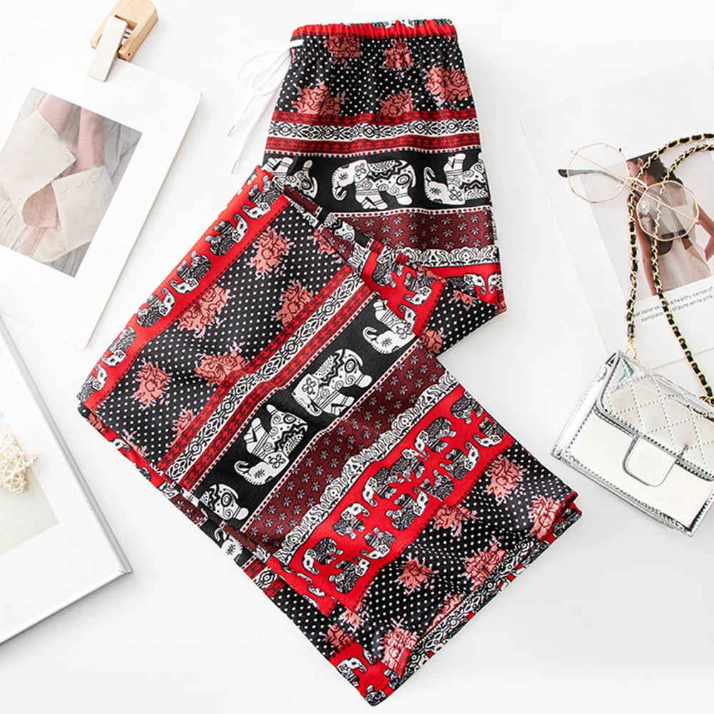 Pantalones de yoga cómodos con estampado de elefante tailandés para mujer