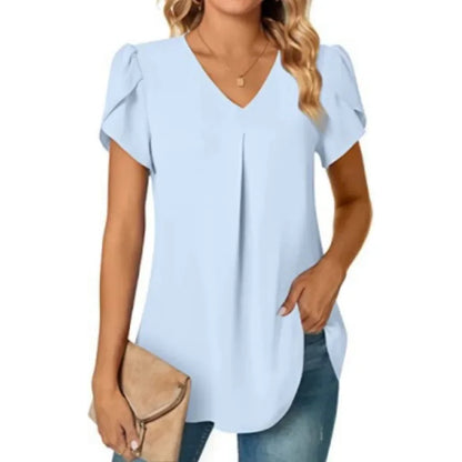 Blusa elegante para mujer, diseño manga corta y cuello en V