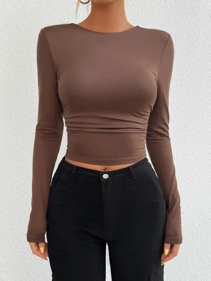 Blusa de mujer, Y2K manga larga,  slim fit