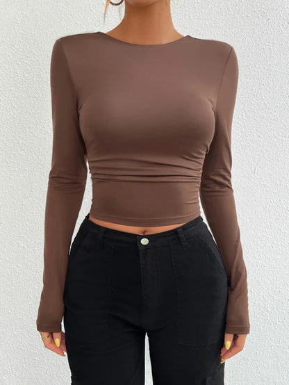 Blusa de mujer, Y2K manga larga,  slim fit