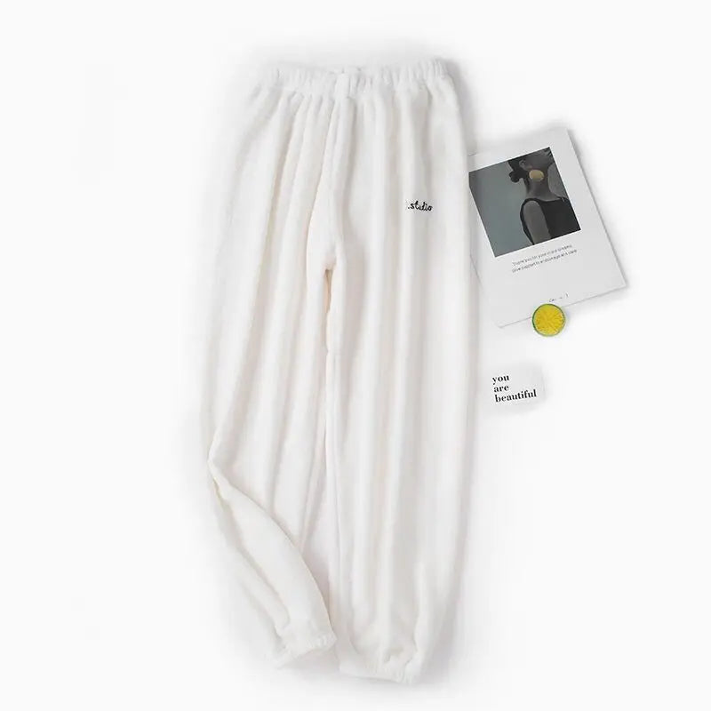 Conjunto de pijama de dos piezas para mujer, liso y cálido, de terciopelo grueso