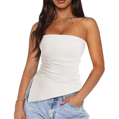 Blusa con hombros descubiertos y fruncido asimétrico para mujer