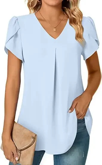 Blusa elegante para mujer, diseño manga corta y cuello en V