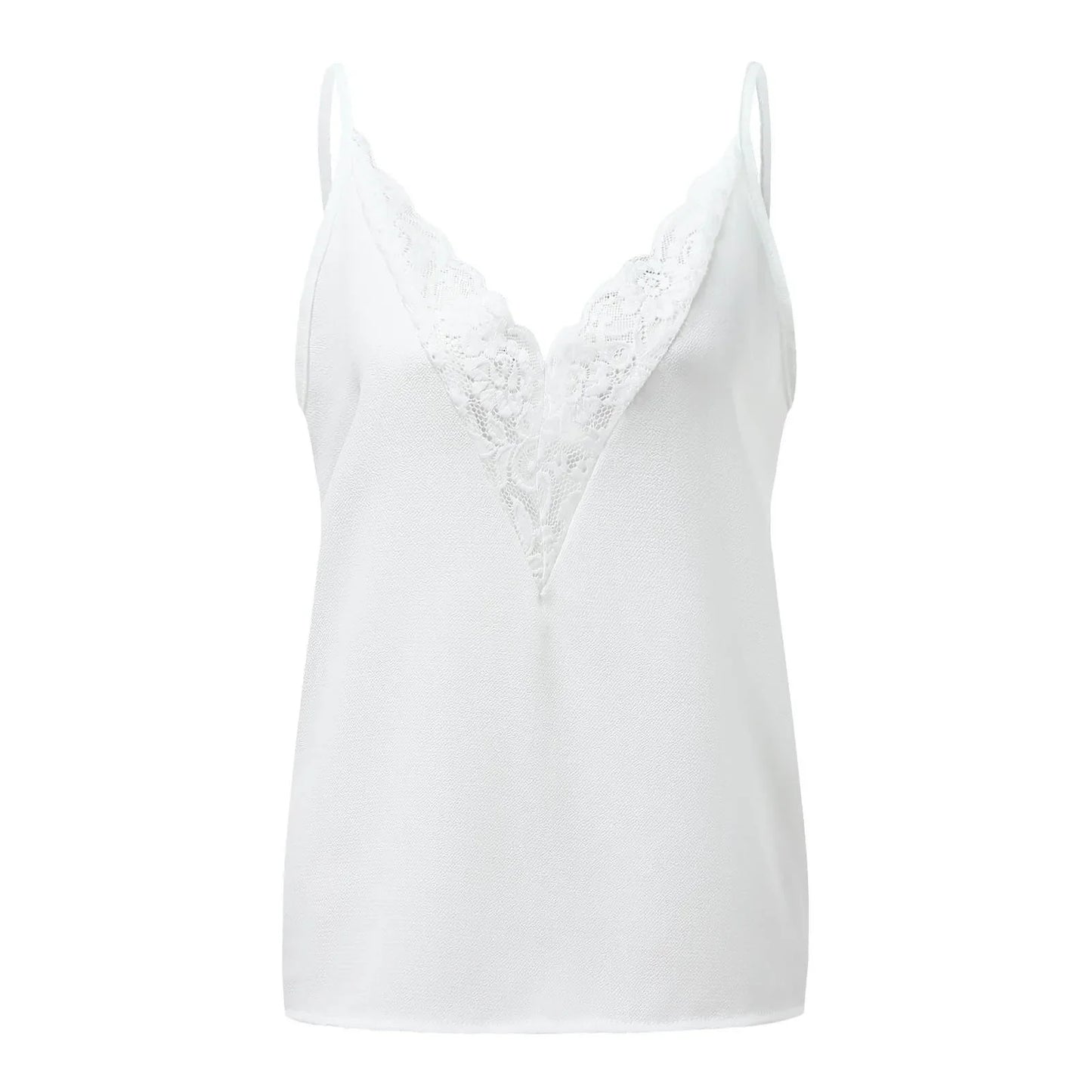 Blusa de gasa con cuello en V y tirantes finos