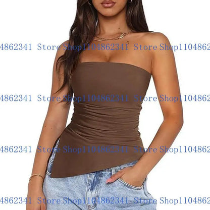 Blusa con hombros descubiertos y fruncido asimétrico para mujer