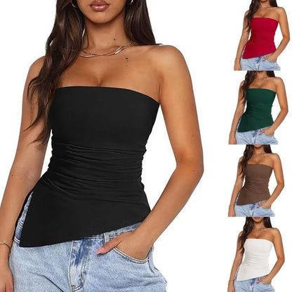 Blusa con hombros descubiertos y fruncido asimétrico para mujer