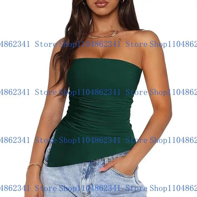 Blusa con hombros descubiertos y fruncido asimétrico para mujer