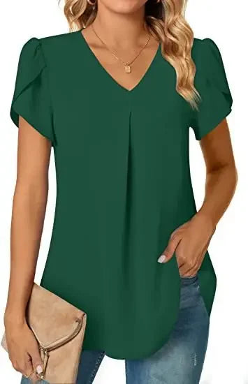 Blusa elegante para mujer, diseño manga corta y cuello en V