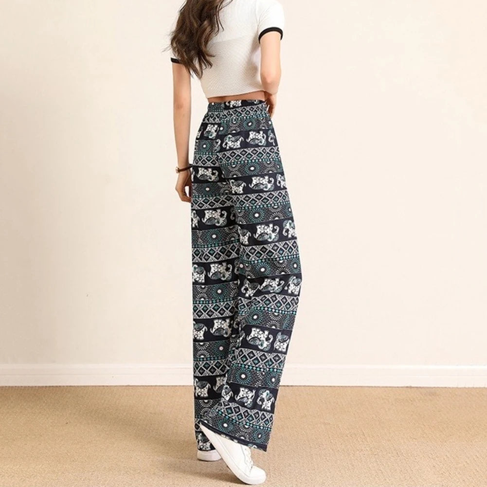 Pantalones de yoga cómodos con estampado de elefante tailandés para mujer