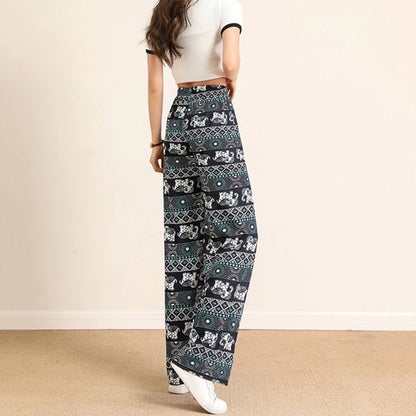 Pantalones de yoga cómodos con estampado de elefante tailandés para mujer