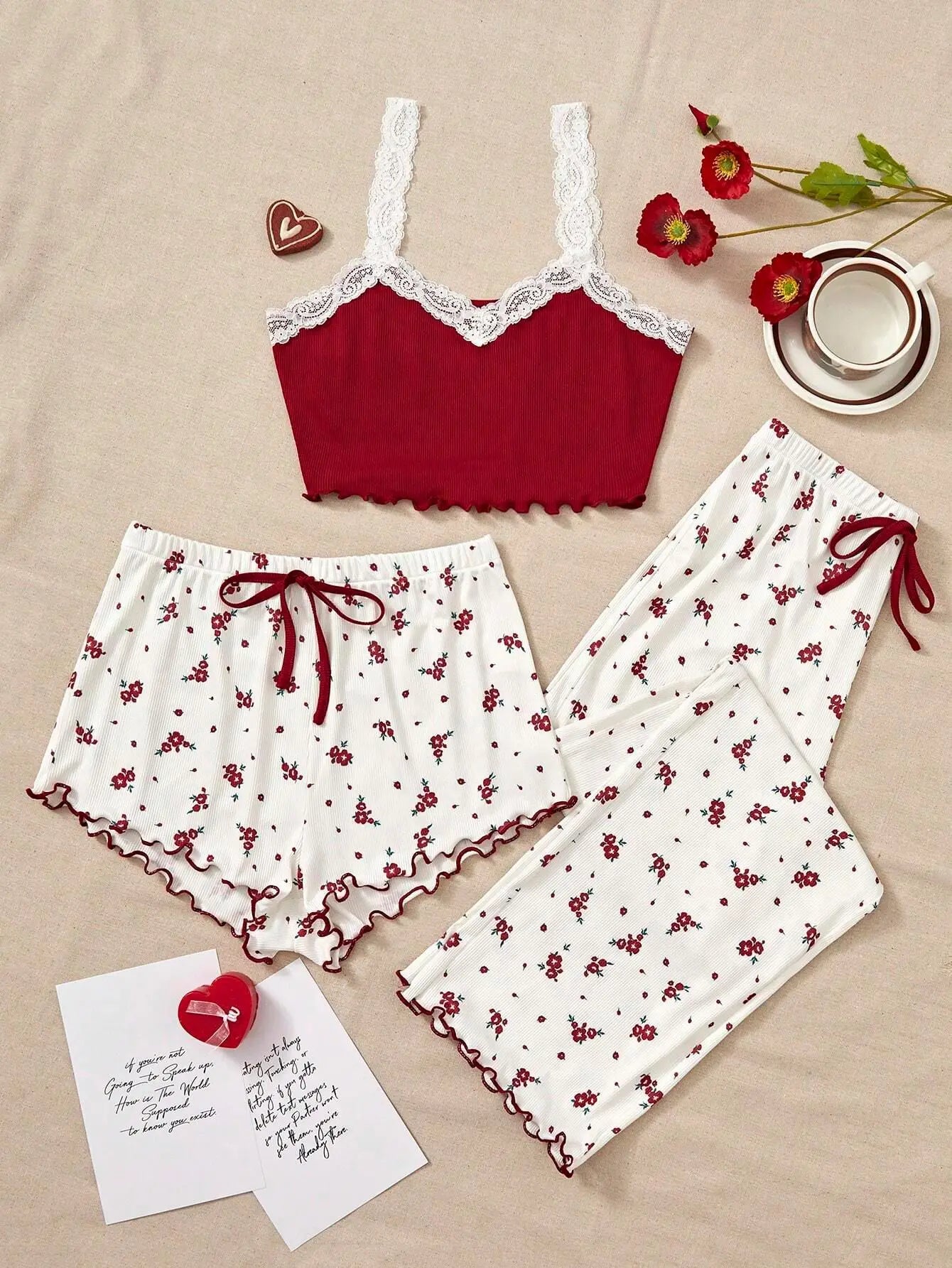 Conjuntos de pijama para mujer, conjunto de tres piezas