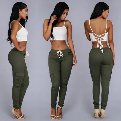 Pantalones slim fit para mujer, pantalones casuales con cintura elástica