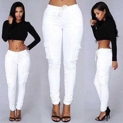 Pantalones slim fit para mujer, pantalones casuales con cintura elástica