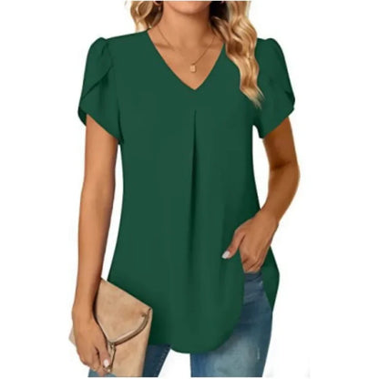 Blusa elegante para mujer, diseño manga corta y cuello en V