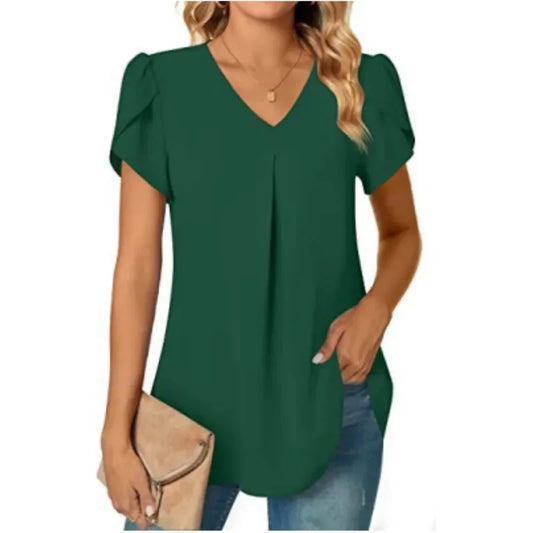 Blusa elegante para mujer, diseño manga corta y cuello en V