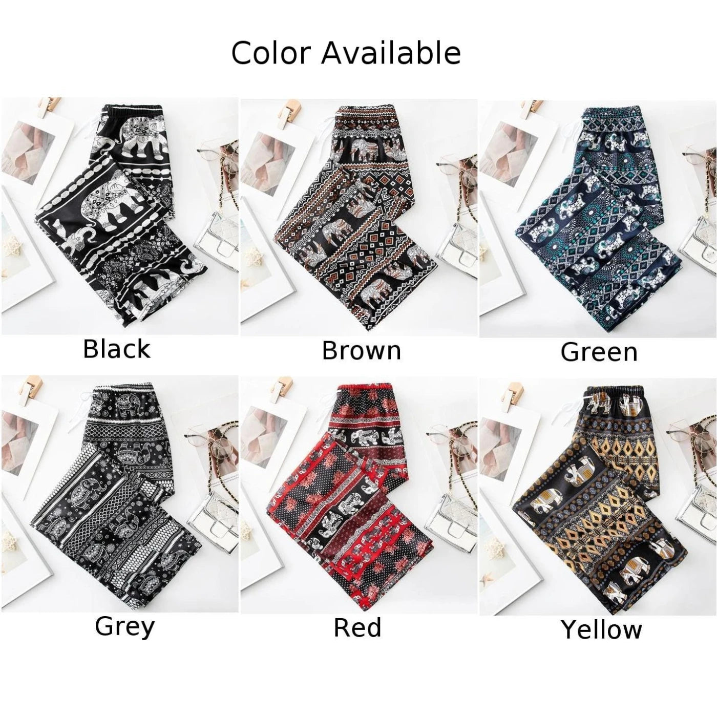 Pantalones de yoga cómodos con estampado de elefante tailandés para mujer