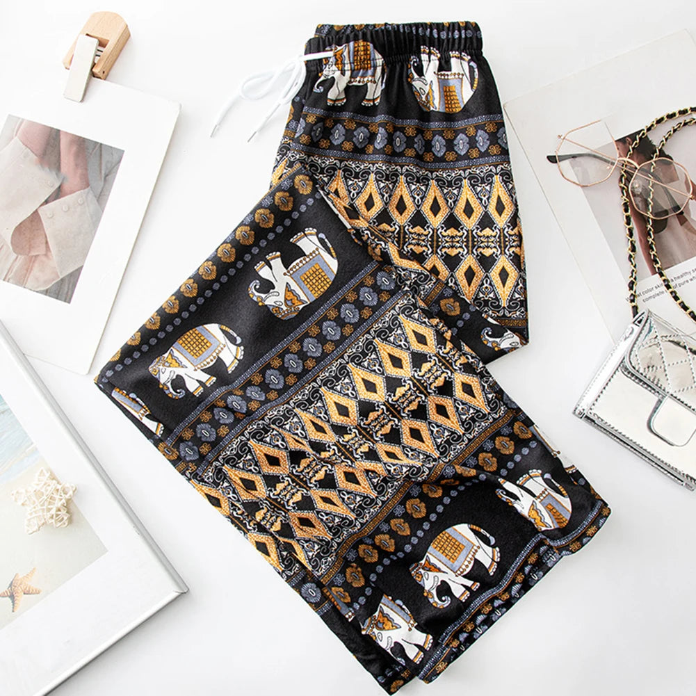 Pantalones de yoga cómodos con estampado de elefante tailandés para mujer