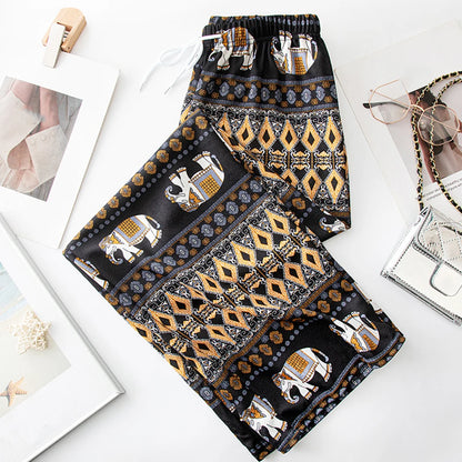 Pantalones de yoga cómodos con estampado de elefante tailandés para mujer