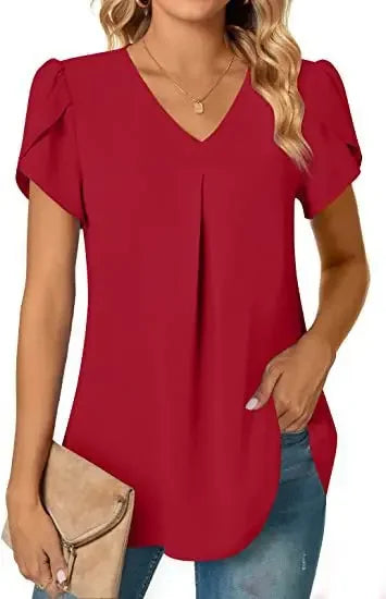 Blusa elegante para mujer, diseño manga corta y cuello en V