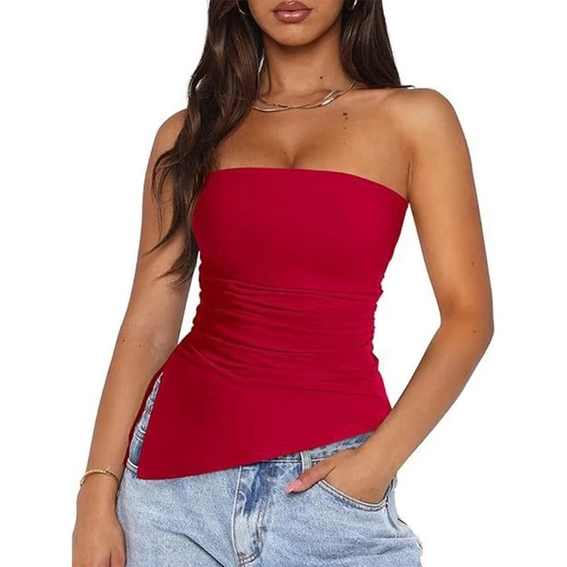 Blusa con hombros descubiertos y fruncido asimétrico para mujer