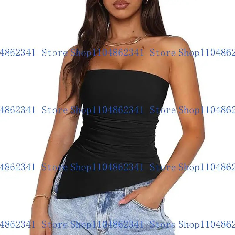 Blusa con hombros descubiertos y fruncido asimétrico para mujer
