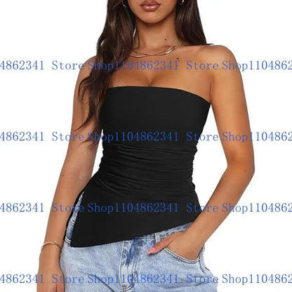 Blusa con hombros descubiertos y fruncido asimétrico para mujer