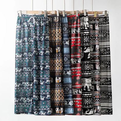 Pantalones de yoga cómodos con estampado de elefante tailandés para mujer
