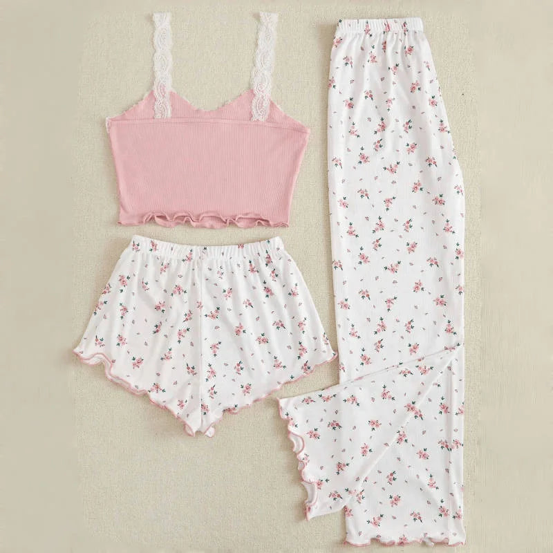 Conjuntos de pijama para mujer, conjunto de tres piezas