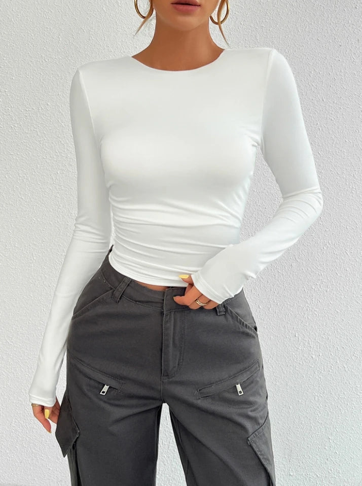 Blusa de mujer, Y2K manga larga,  slim fit