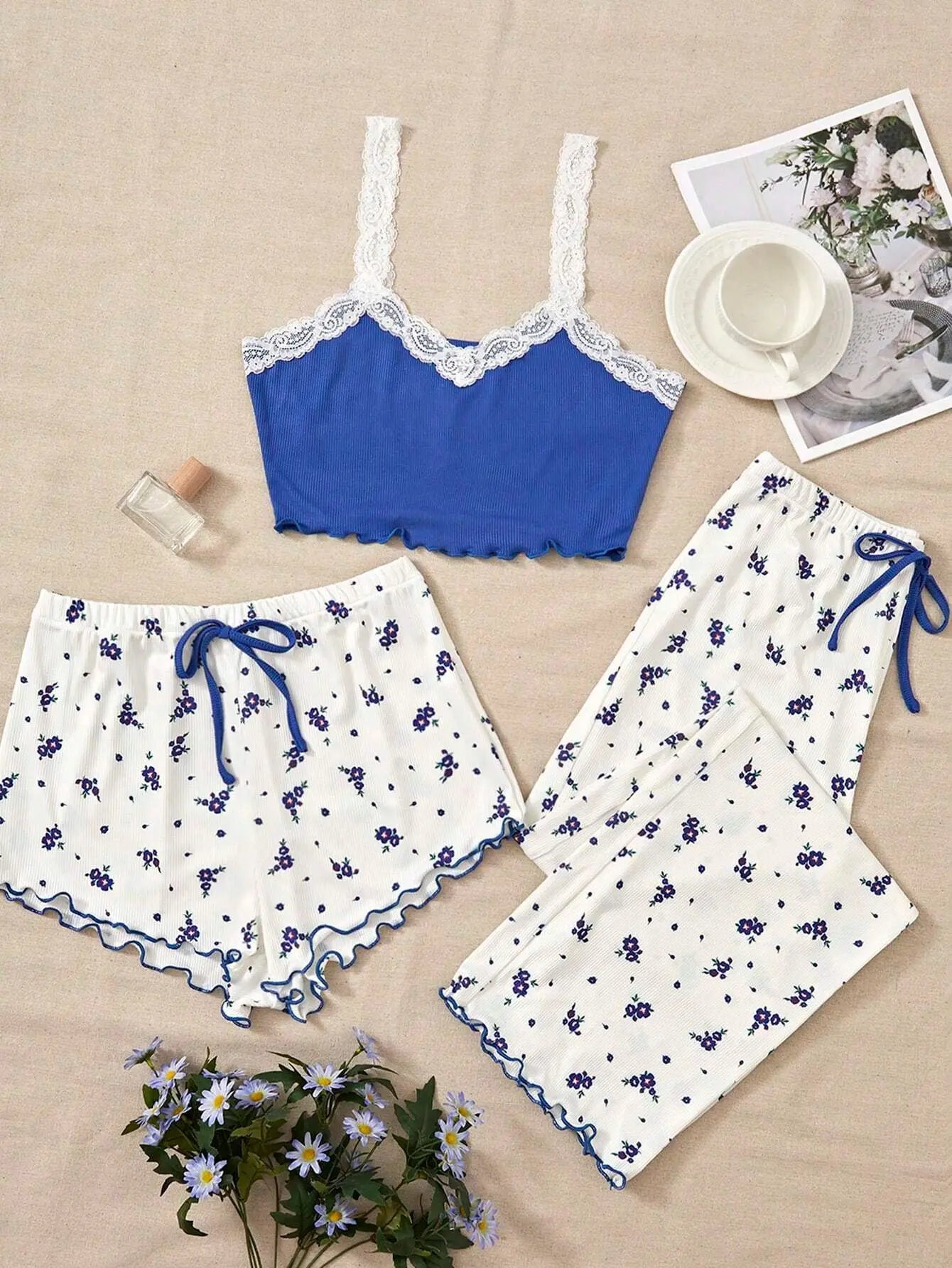 Conjuntos de pijama para mujer, conjunto de tres piezas