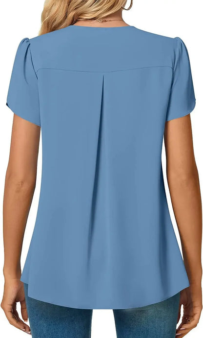 Blusa elegante para mujer, diseño manga corta y cuello en V