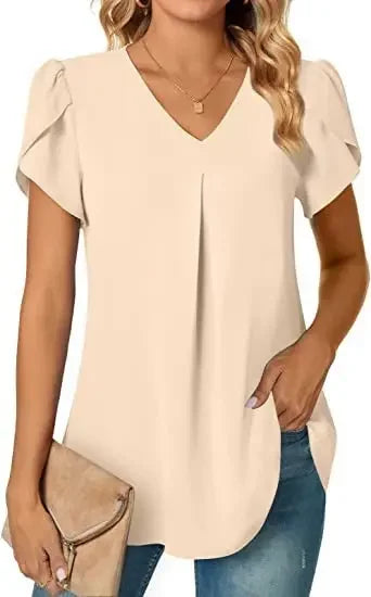 Blusa elegante para mujer, diseño manga corta y cuello en V