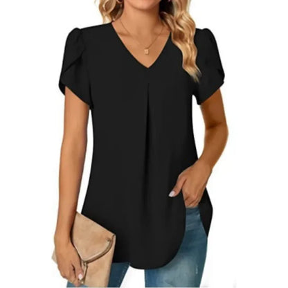 Blusa elegante para mujer, diseño manga corta y cuello en V