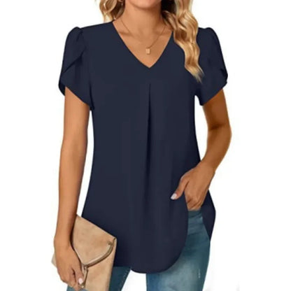 Blusa elegante para mujer, diseño manga corta y cuello en V