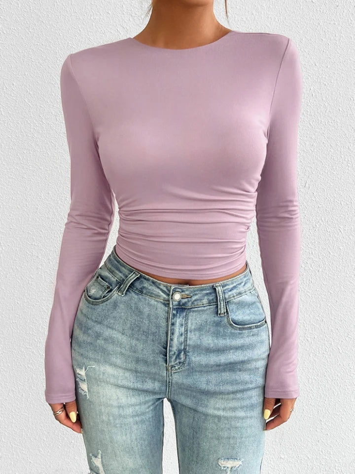 Blusa de mujer, Y2K manga larga,  slim fit