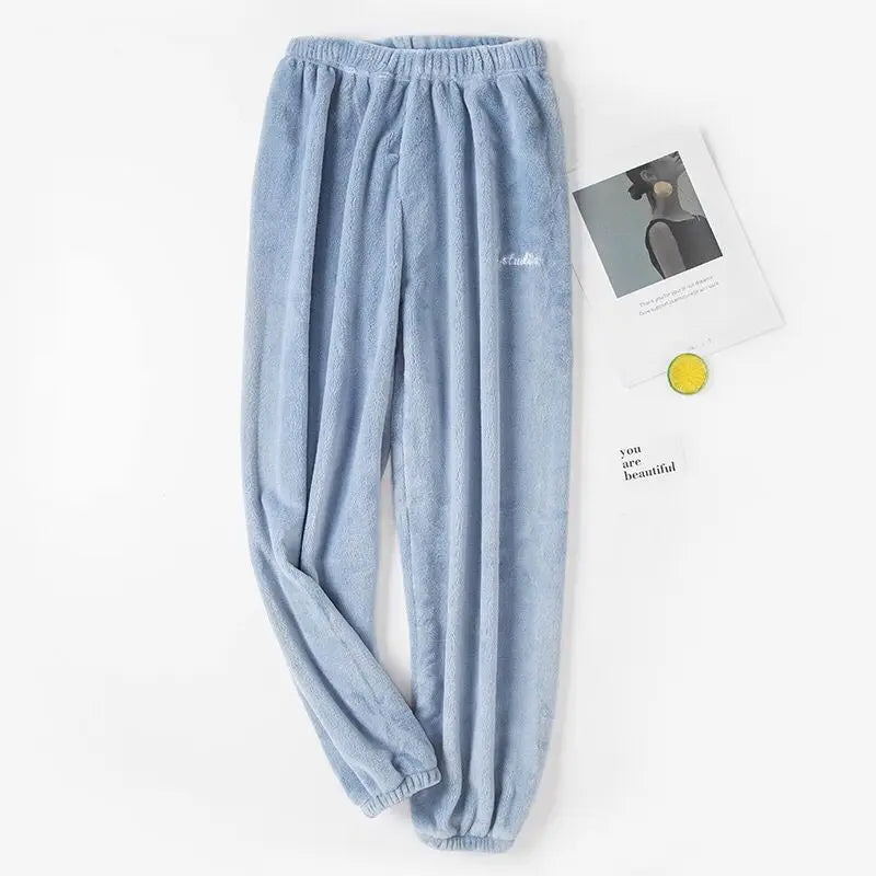 Conjunto de pijama de dos piezas para mujer, liso y cálido, de terciopelo grueso