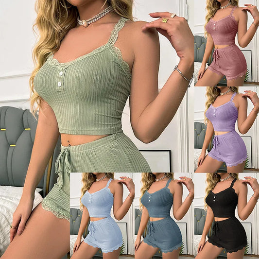 Conjunto de pijama de 2 piezas para mujer, camisola, pantalones cortos