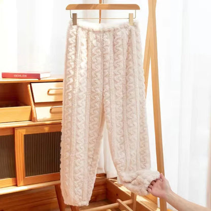 Conjunto de pijama de dos piezas para mujer, liso y cálido, de terciopelo grueso